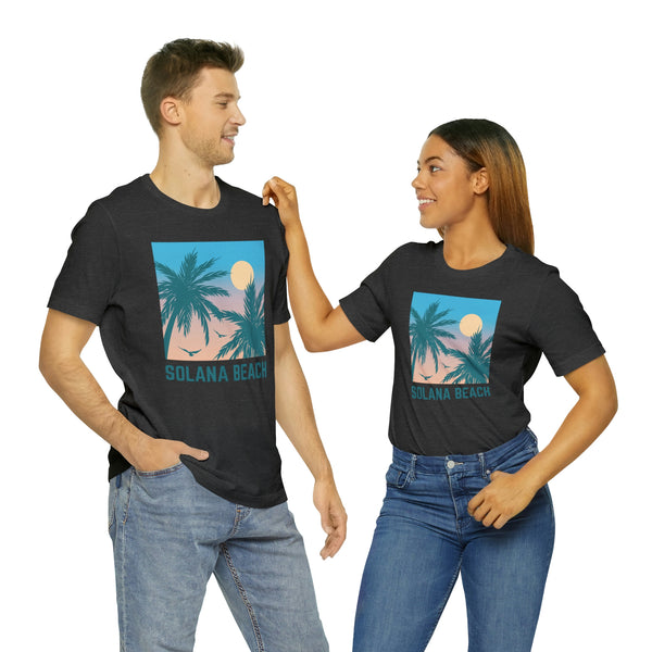 Solana Beach, California T-Shirt - Retro Palm Tree & Beach Unisex Solana Beach Shirt