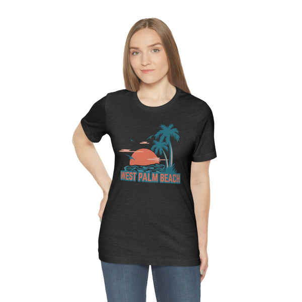 West Palm Beach, Florida T-Shirt - Retro Palm Tree & Beach Unisex West Palm Beach Shirt