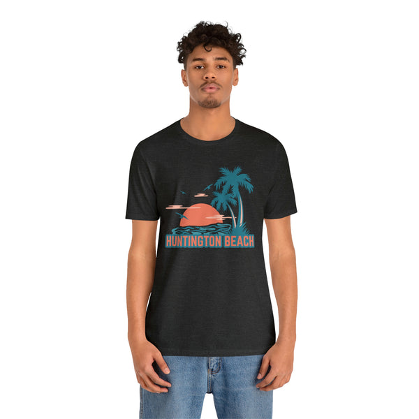 Huntington Beach, California T-Shirt - Retro Palm Tree & Beach Unisex Huntington Beach Shirt