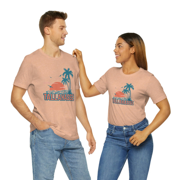 Tallahassee, Florida T-Shirt - Retro Palm Tree & Beach Unisex Tallahassee Shirt