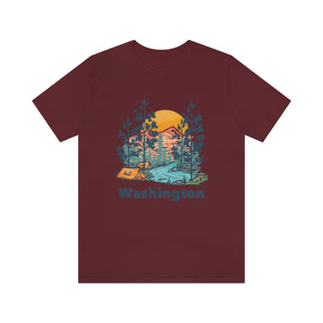 Buy maroon Washington T-Shirt - Mountain Illustration Unisex Washington Shirt