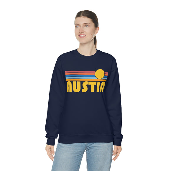 Austin, Texas Sweatshirt - Retro Sunset Unisex