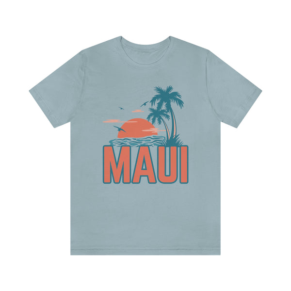 Maui, Hawaii T-Shirt - Retro Palm Tree & Beach Unisex Maui Shirt