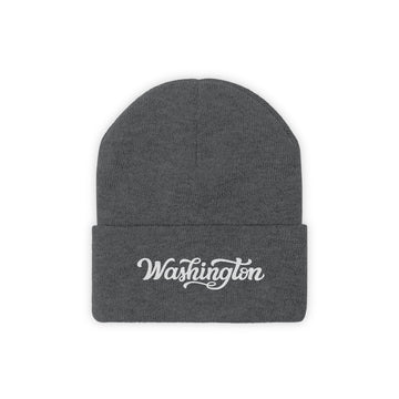 Buy graphite-heather Washington Beanie - Adult Hand Lettered Embroidered Washington Knit Hat