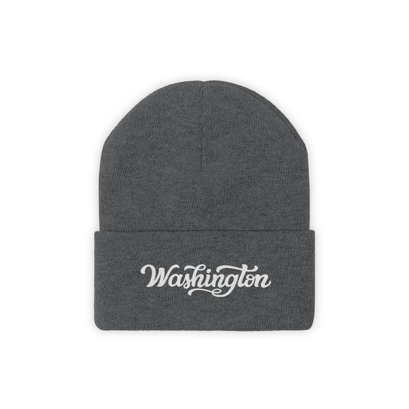 Washington Beanie - Adult Hand Lettered Embroidered Washington Knit Hat