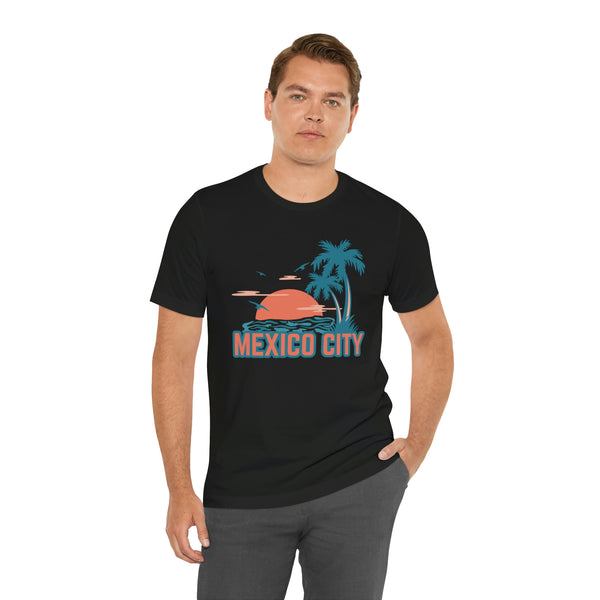 Mexico City, Mexico T-Shirt - Retro Palm Tree & Beach Unisex Mexico City Shirt