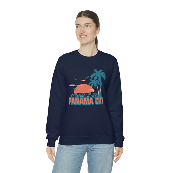 Panama City, Florida Sweatshirt - Unisex Retro Palm Tree Crewneck Panama City Sweatshirt