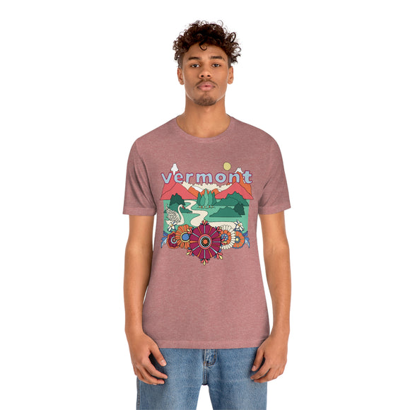 Vermont Shirt, Vermont Retro T-Shirt, Hippie Style Vermont tee, Vermont Mountain Shirt