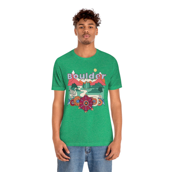 Boulder T-Shirt - Retro Mountain / Hippie Style Boulder, Colorado Shirt