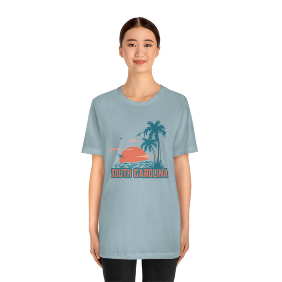 South Carolina T-Shirt - Retro Palm Tree & Beach Unisex South Carolina Shirt