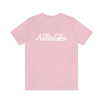 Buy pink Nebraska T-Shirt - Hand Lettered Unisex Nebraska Shirt