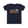 Wyoming Youth T-Shirt - Retro Mountain Wyoming Kid's TShirt