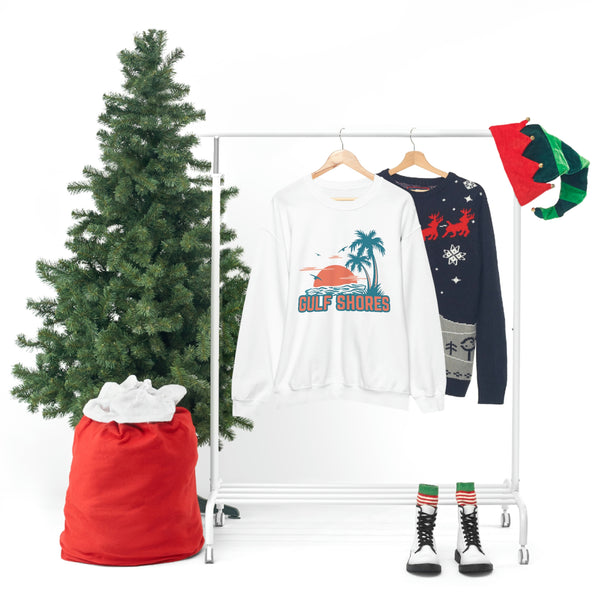 Gulf Shores, Alabama Sweatshirt - Unisex Retro Palm Tree Crewneck Gulf Shores Sweatshirt