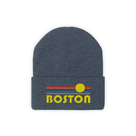 Boston, Massachusetts Beanie - Adult Embroidered Retro Sunset Boston Knit Hat