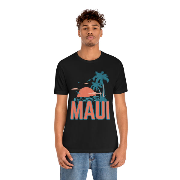 Maui, Hawaii T-Shirt - Retro Palm Tree & Beach Unisex Maui Shirt