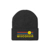 Wisconsin Beanie - Adult Embroidered Retro Sunset Wisconsin Knit Hat