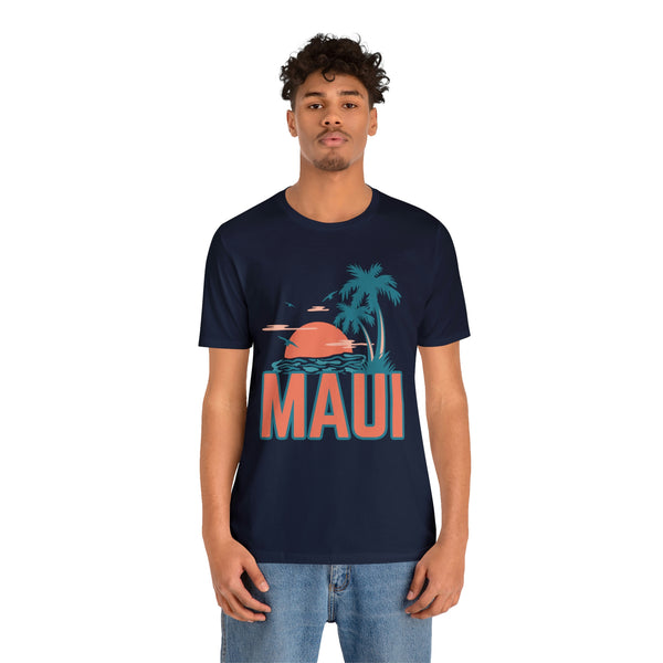 Maui, Hawaii T-Shirt - Retro Palm Tree & Beach Unisex Maui Shirt