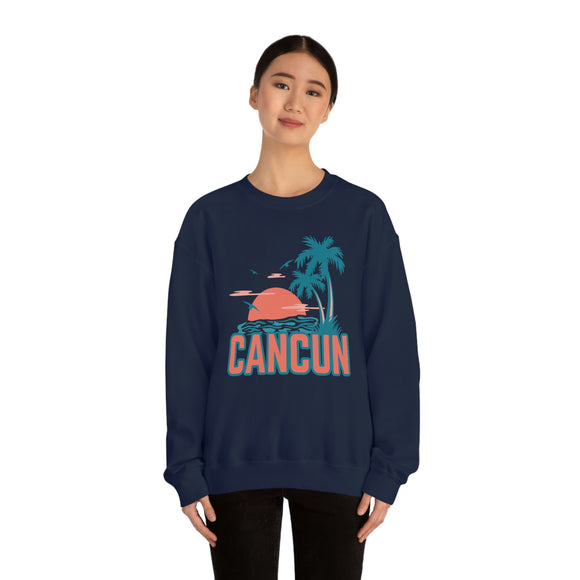 Cancun, Mexico Sweatshirt - Unisex Retro Palm Tree Crewneck Cancun Sweatshirt