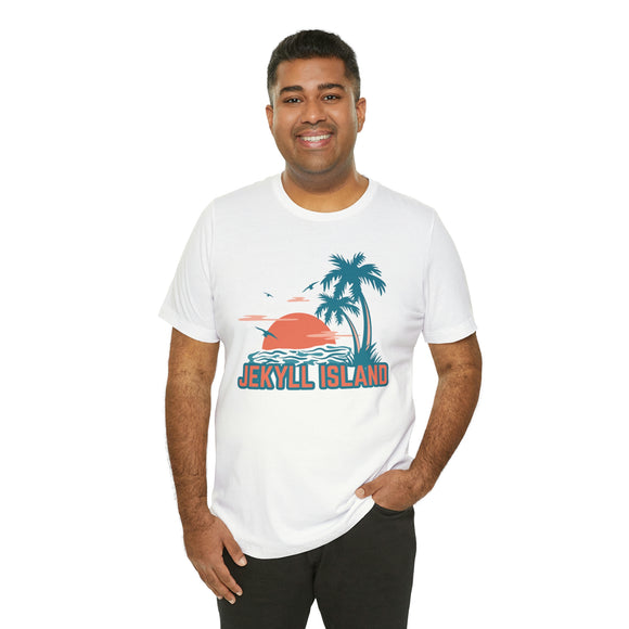 Jekyll Island, Georgia T-Shirt - Retro Palm Tree & Beach Unisex Jekyll Island Shirt
