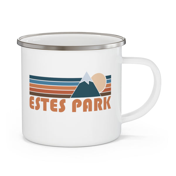 Estes Park, Colorado Camp Mug - Retro Mountain Enamel Campfire Estes Park Mug