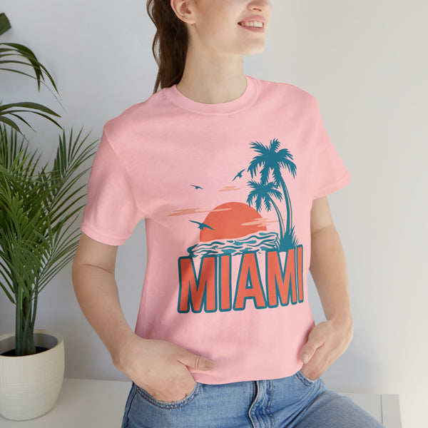 Miami, Florida T-Shirt - Retro Palm Tree & Beach Unisex Miami Shirt