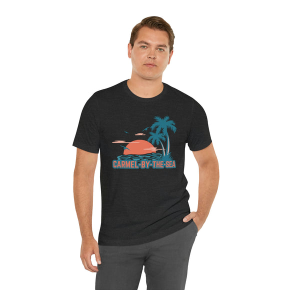 Carmel-by-the-Sea, California T-Shirt - Retro Palm Tree & Beach Unisex Carmel-by-the-Sea Shirt