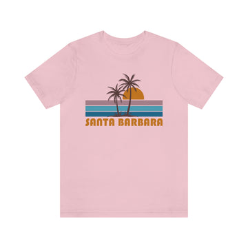 Buy pink Santa Barbara, California T-Shirt - Retro Palm Tree Unisex Santa Barbara Shirt