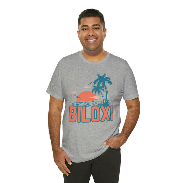 Biloxi, Mississippi T-Shirt - Retro Palm Tree & Beach Unisex Biloxi Shirt