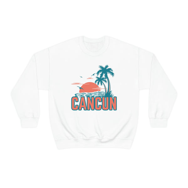 Cancun, Mexico Sweatshirt - Unisex Retro Palm Tree Crewneck Cancun Sweatshirt