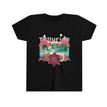 Buy black Telluride Youth T-Shirt - Boho Colorado Kid's TShirt