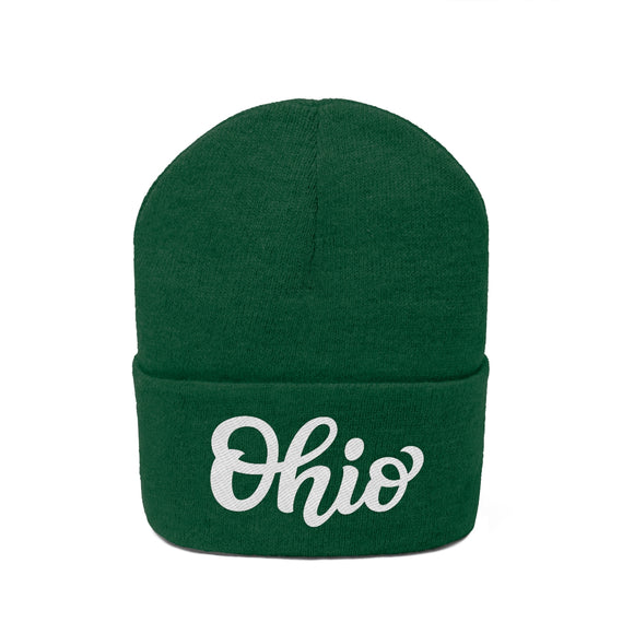 Ohio Beanie - Adult Hand Lettered Embroidered Ohio Knit Hat