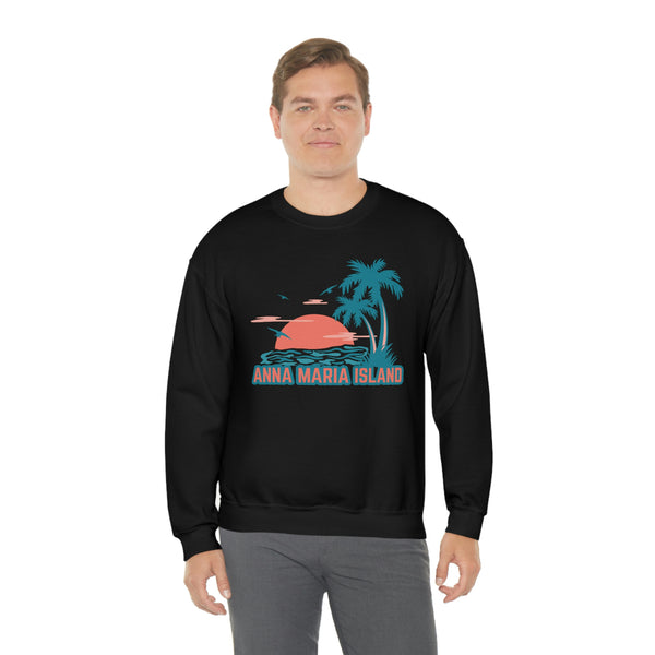 Anna Maria Island, Florida Sweatshirt - Unisex Retro Palm Tree Crewneck Anna Maria Island Sweatshirt