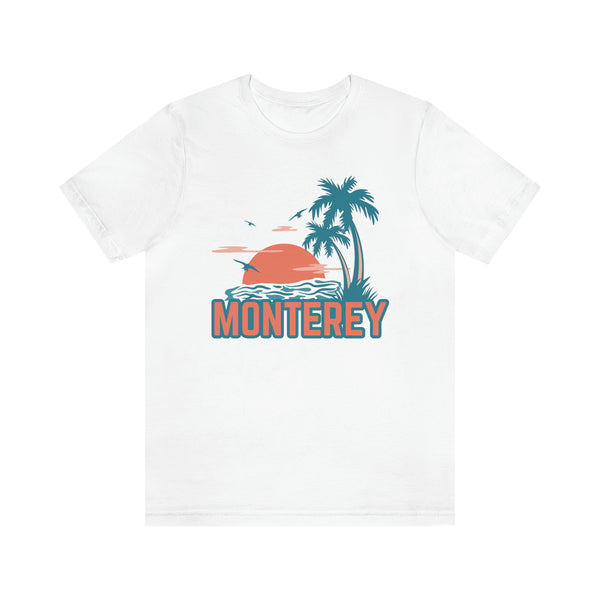Monterey, California T-Shirt - Retro Palm Tree & Beach Unisex Monterey Shirt