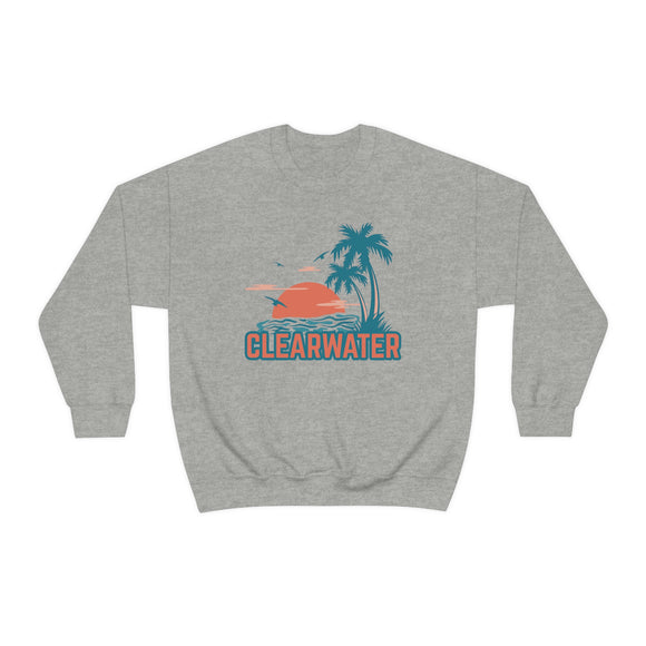 Clearwater, Florida Sweatshirt - Unisex Retro Palm Tree Crewneck Clearwater Sweatshirt