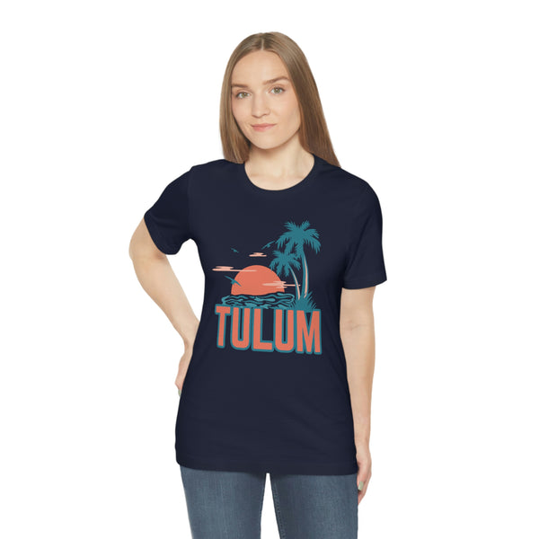 Tulum, Mexico T-Shirt - Retro Palm Tree & Beach Unisex Tulum Shirt