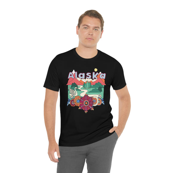 Alaska Shirt, Alaska Retro T-Shirt, Hippie Style Alaska tee, Alaska Mountain Shirt