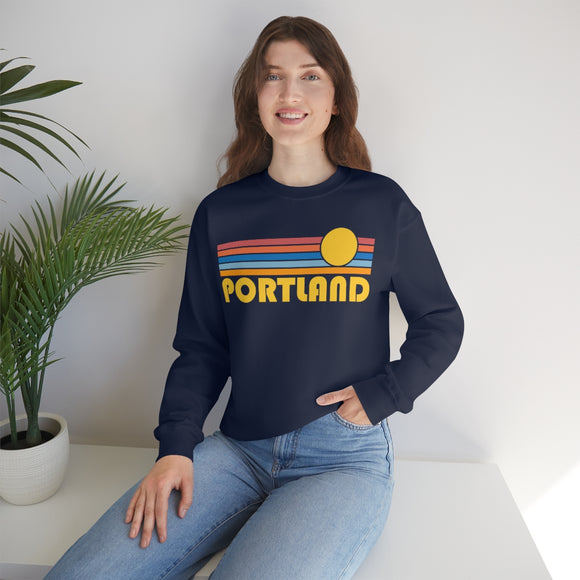 Portland, Oregon Sweatshirt - Retro Sunrise Unisex