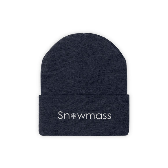 Snowmass, Colorado Knit Beanie - Adult Embroidered Snowflake Snowmass Knit Hat