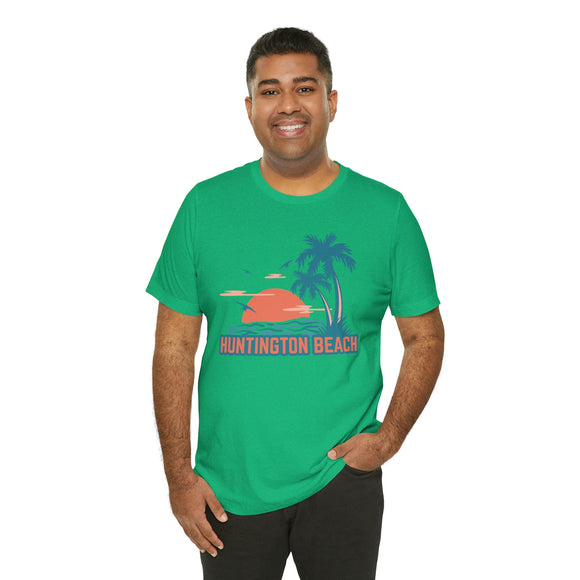 Huntington Beach, California T-Shirt - Retro Palm Tree & Beach Unisex Huntington Beach Shirt