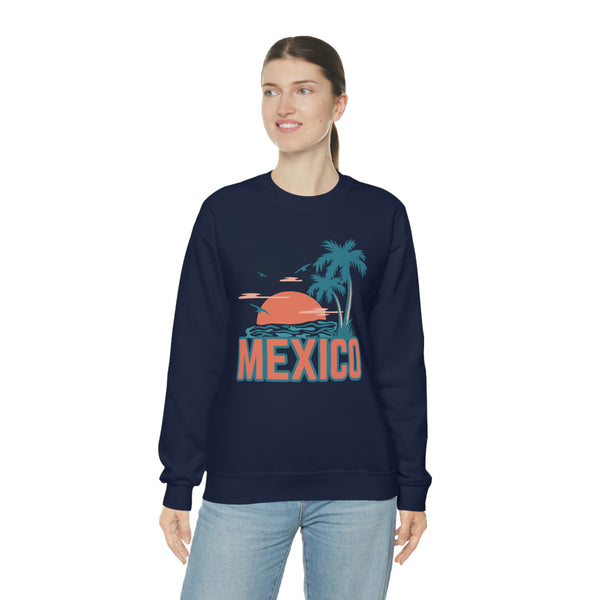 Mexico Sweatshirt - Unisex Retro Palm Tree Mexico Crewneck Sweatshirt