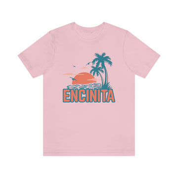 Buy pink Encinitas, California T-Shirt - Retro Palm Tree &amp; Beach Unisex Encinitas Shirt