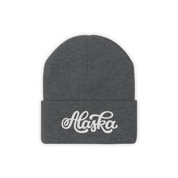 Buy graphite-heather Alaska Beanie - Adult Hand Lettered Embroidered Alaska Knit Hat