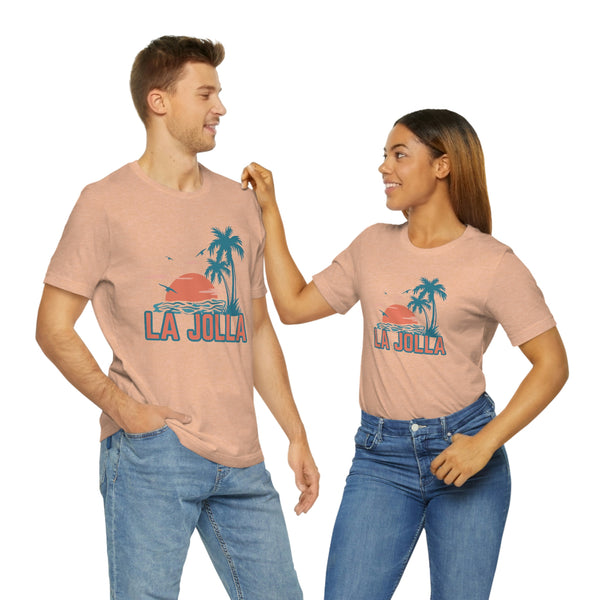 La Jolla, California T-Shirt - Retro Palm Tree & Beach Unisex La Jolla Shirt