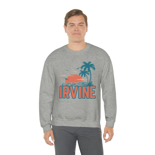 Irvine, California Sweatshirt - Unisex Retro Palm Tree Crewneck Irvine Sweatshirt