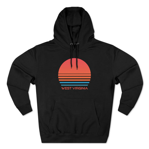 Premium West Virginia Hoodie - Retro 80s Unisex Sweatshirt