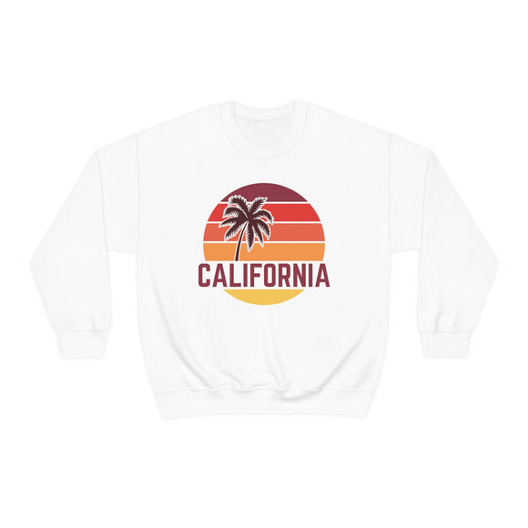 California Sweatshirt - Unisex Retro Palm Tree California Crewneck Sweatshirt