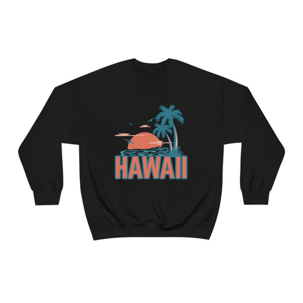 Hawaii Sweatshirt - Unisex Retro Palm Tree Hawaii Crewneck Sweatshirt