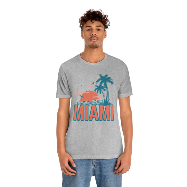 Miami, Florida T-Shirt - Retro Palm Tree & Beach Unisex Miami Shirt