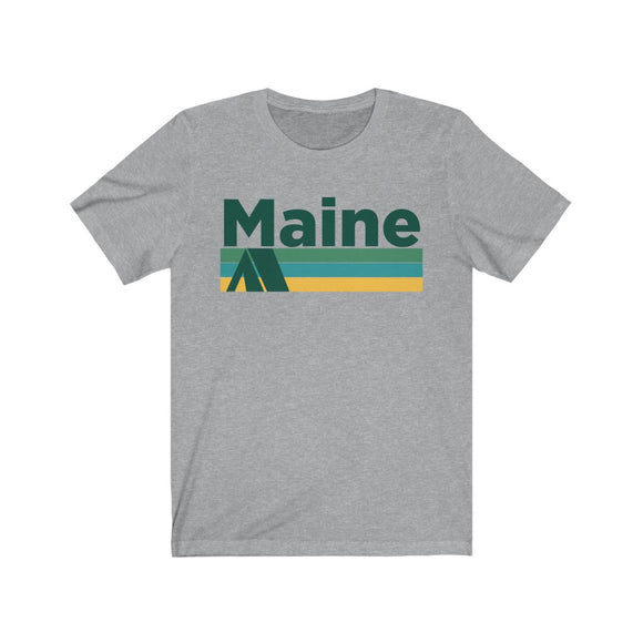 Maine T-Shirt - Retro Camping Adult Unisex Maine T Shirt