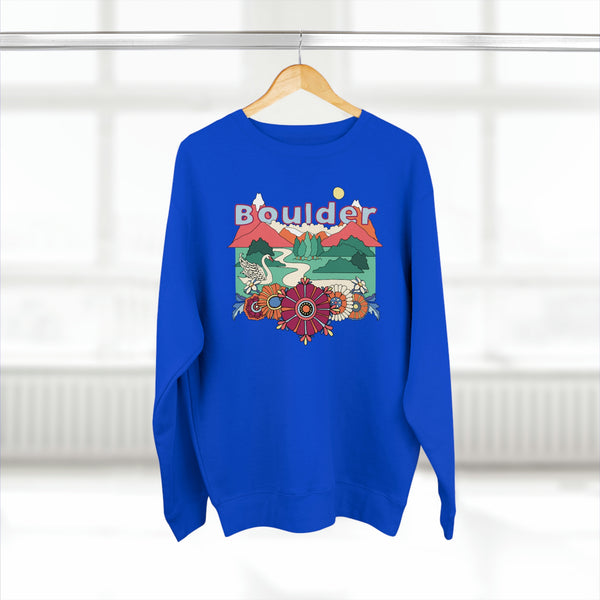 Premium Boulder, Colorado Crewneck Sweatshirt - Retro Unisex Sweatshirt